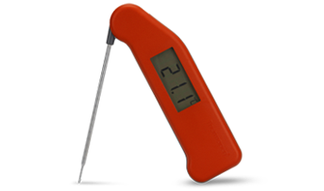 Red Thermapen Classic with probe angled, click to see shop selection of Thermapen Classic thermometers